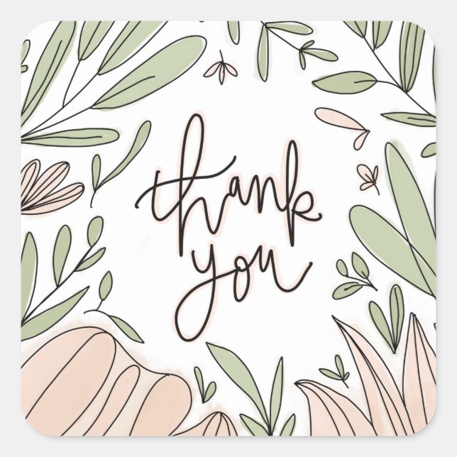 Thank you floral quadratischer aufkleber (Vorderseite)
