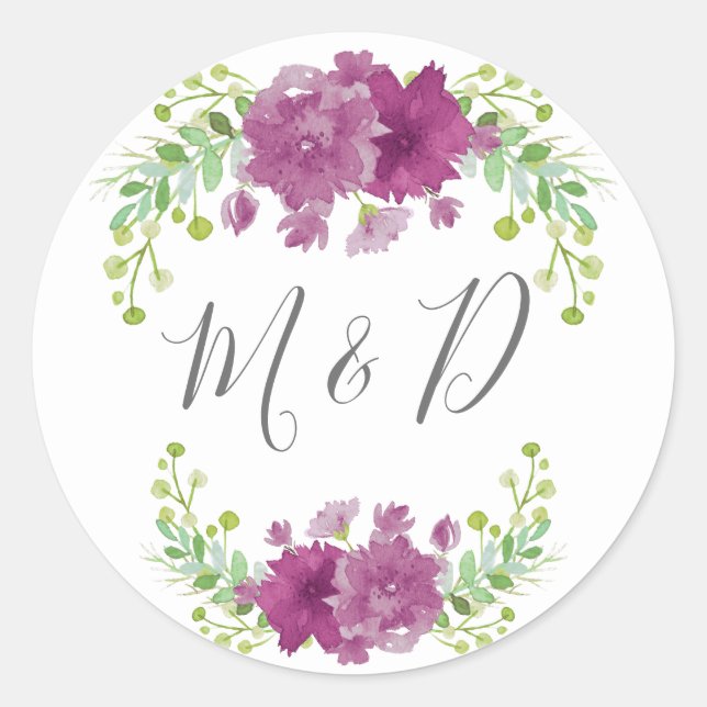 THANK YOU FLORAL VIOLET ROUND STICKER (Vorderseite)