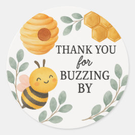 Thank You for Buzzing By  Bee Label Runder Aufkleber
