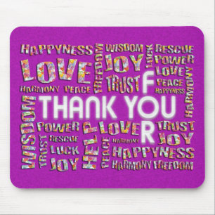 Thank You For ... Hearts magenta splatter Mousepad