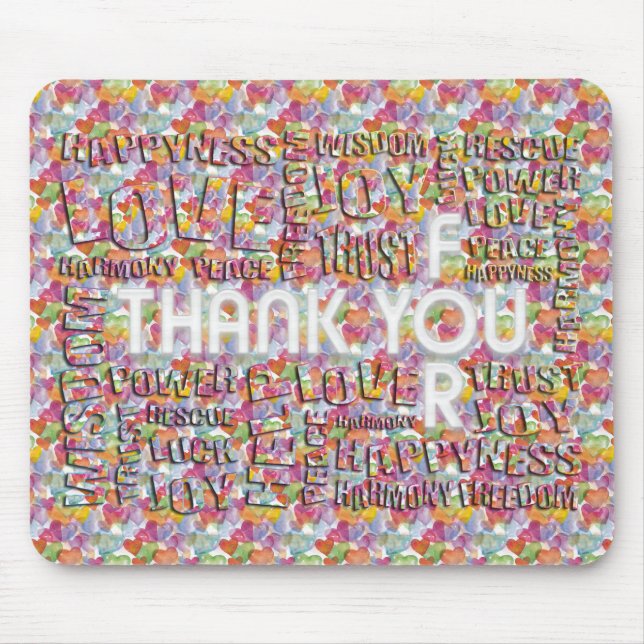 Thank You For ... Hearts pattern Mousepad (Vorne)