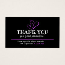 Thank You for Purchase Fuschia Heart Discount Card