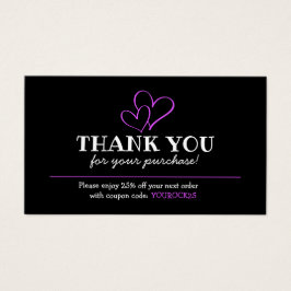 Thank You for Purchase Fuschia Heart Discount Card