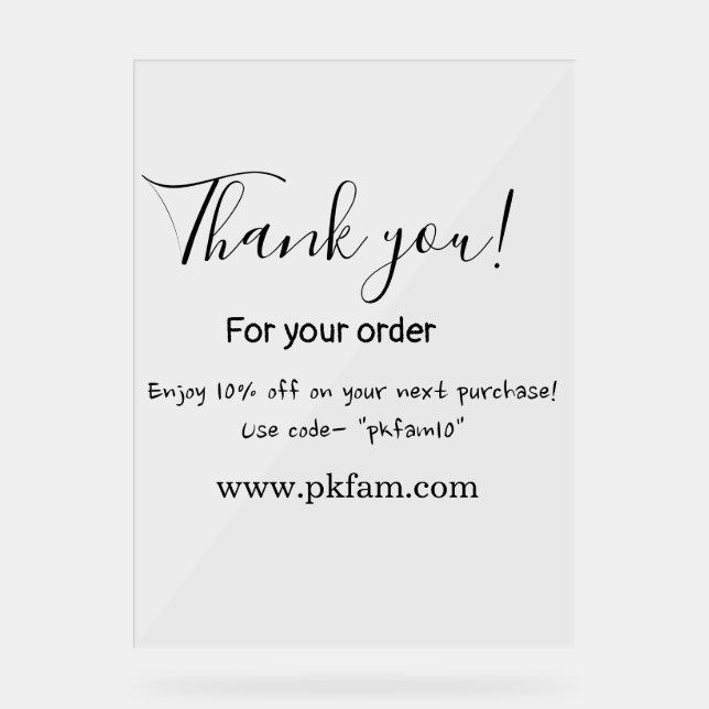 Thank you for purchase pink family business detail acrylschild (Vorderseite)