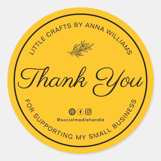 Thank You For Supporting My Small Business Runder Aufkleber (Vorderseite)