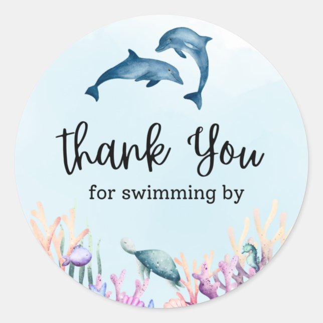 Thank You For Swimming By Sea Life Sticker (Vorderseite)
