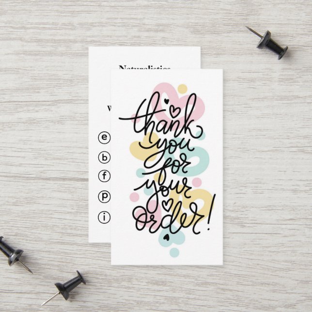 Thank You For Your Order Business Cards Telefonnummerkarte (Vorderseite/Rückseite Beispiel)