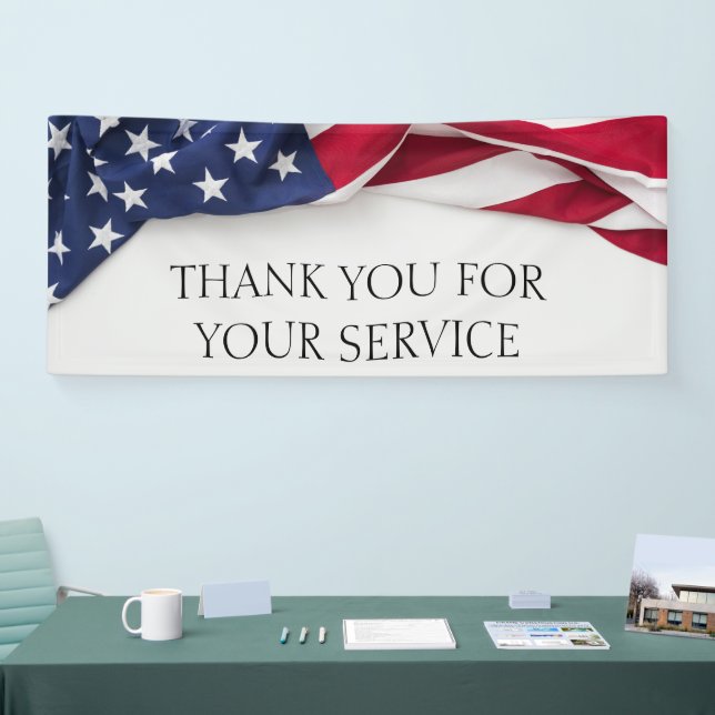 THANK YOU for your service American Flag  Banner (Messe)