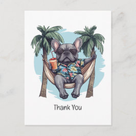 Thank You French Bulldog In Hawaiian Top Postkarte