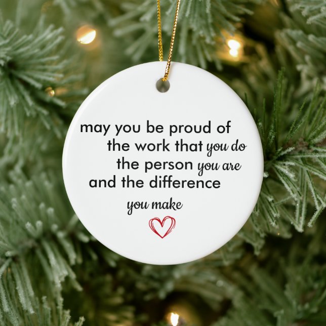 Thank You Gift, Personalized Be Proud of You, Keramik Ornament (Baum)