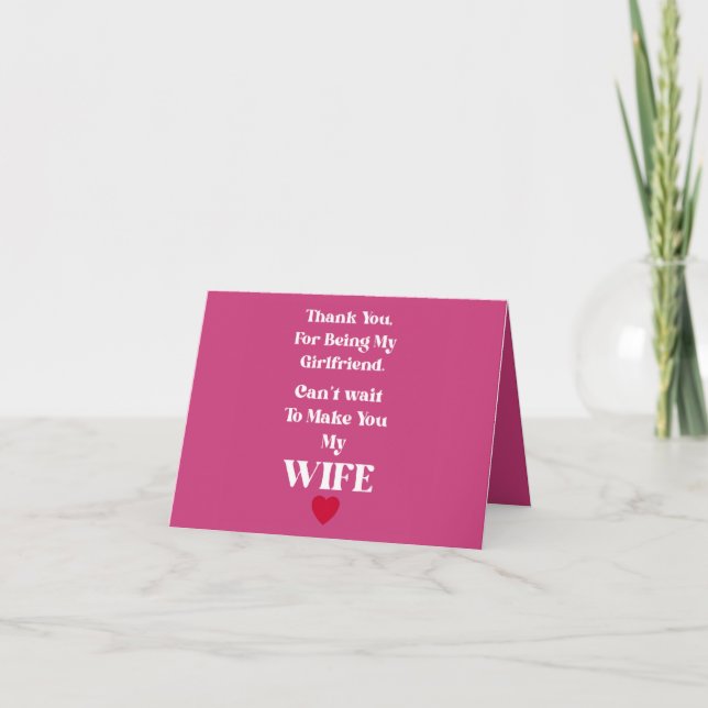 Thank You Girlfriend/Wife Valentine's Card Dankeskarte (Vorderseite)