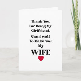 Thank You Girlfriend/Wife Valentine's Occassion Karte