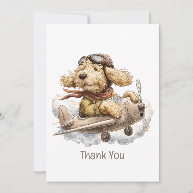 Thank You Goldendoodle Dog Pilot Airplane Dankeskarte (Vorderseite)