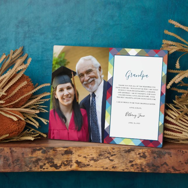 Thank You Grandpa | Plaid Photo Frame Fotoplatte (Seite)