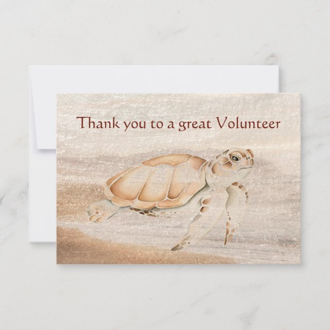 Thank you Great Volunteer Fun Turtle Animal Dankeskarte (Vorderseite)