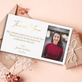 thank you happy birthday  gold photo chic mitteilungskarte