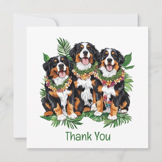 Thank You Hawaiian Bernese Mountain Dogs Dankeskarte (Vorderseite)