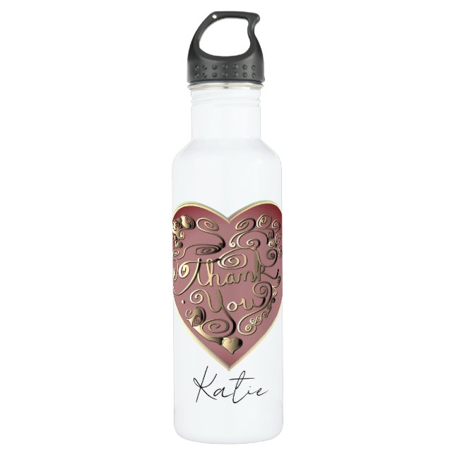 "Thank you" Heart Glass Cup Edelstahlflasche (Vorderseite)