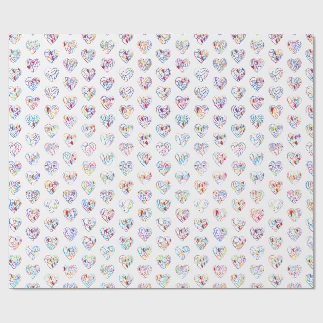 Thank you & hearts in 44langs as DC♡shaped pattern Geschenkpapier (Flach)