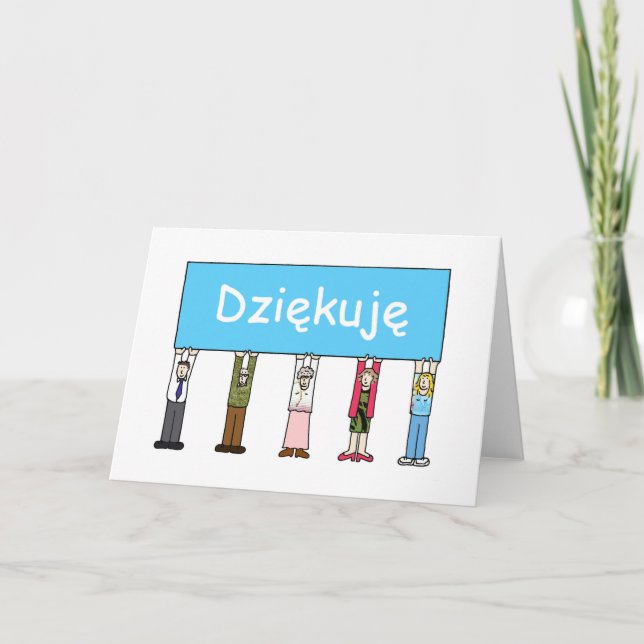 Thank You in Polish Cartoon Group of People Karte (Vorderseite)