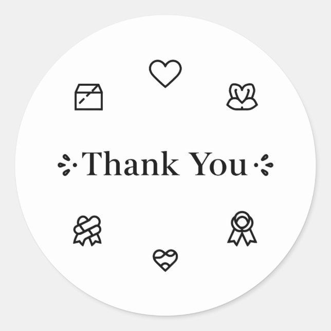 Thank You Line Art Runder Aufkleber (Vorderseite)