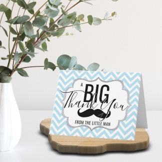 THANK YOU Little Man Baby Shower Blue | PHOTO Dankeskarte