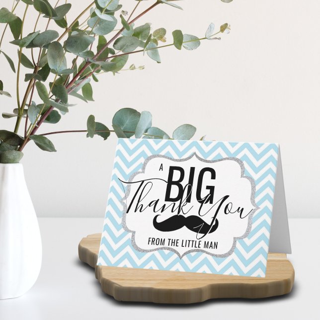THANK YOU Little Man Baby Shower Blue | PHOTO Dankeskarte (Von Creator hochgeladen)