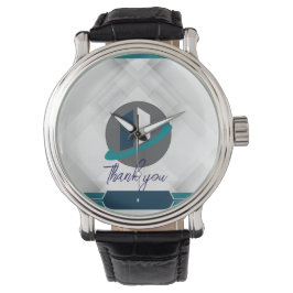 Thank you & Logo white Armbanduhr