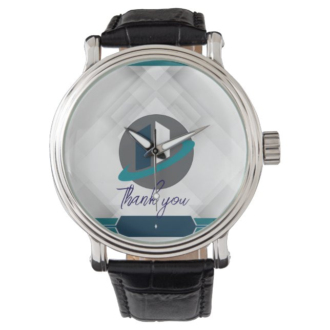 Thank you & Logo white Armbanduhr (Vorderseite)