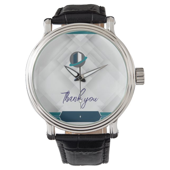 Thank you & Logo white Armbanduhr (Vorderseite)