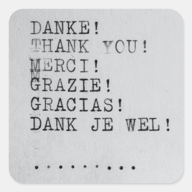 Thank you Many Languages Quadratischer Aufkleber (Vorderseite)