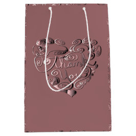 "Thank You" Mauve Gift Bag Mittlere Geschenktüte