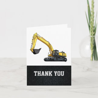 Thank You Men's Excavator Note Card Construction Dankeskarte