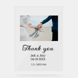 Thank you modern simple wedding couple name messag acrylschild