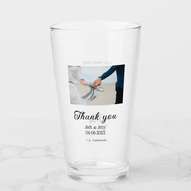Thank you modern simple wedding couple name messag glas (Vorderseite)