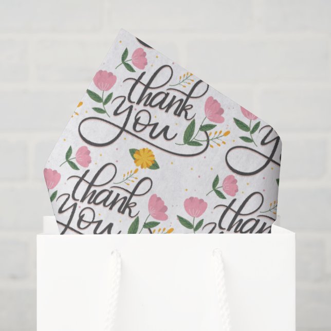 Thank you-Modern typography & floral accents Seidenpapier (Geschenktüte)