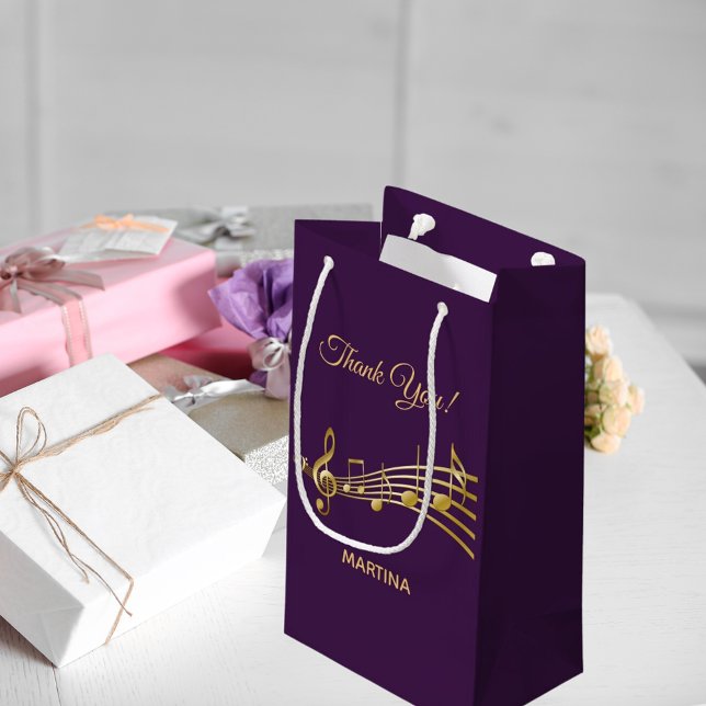Thank You music notes purple gold name Kleine Geschenktüte (Von Creator hochgeladen)