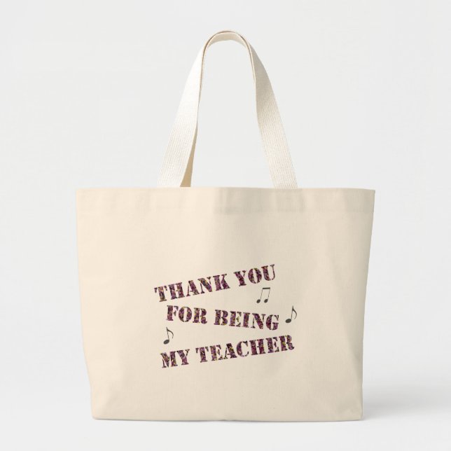 Thank You Music Teacher Musical Notes Appreciation Jumbo Stoffbeutel (Vorne)