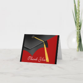 Thank You Note Card Black Red Grad Cap Dankeskarte