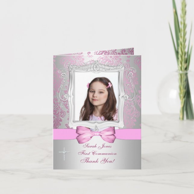 Thank You photo girl Communion Dankeskarte (Vorderseite)
