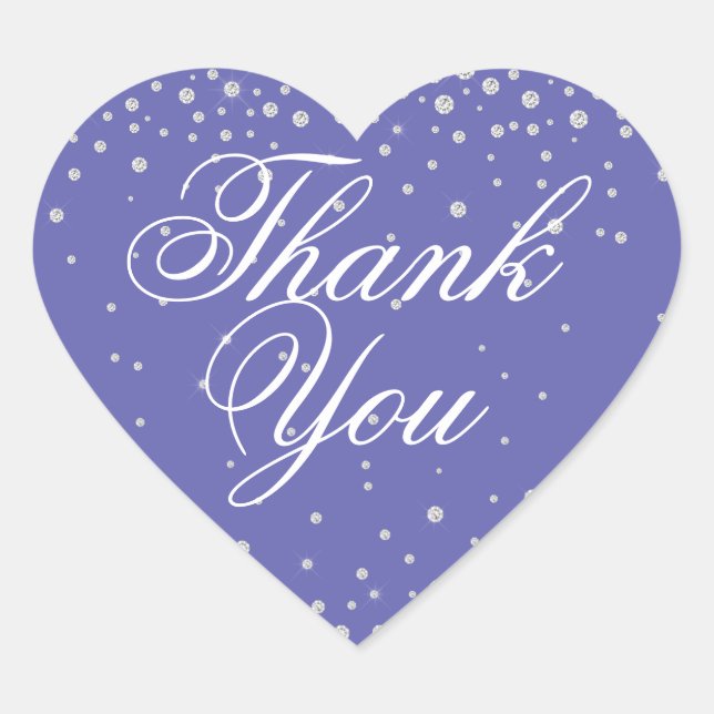 Thank You Purple Diamonds Wedding Herz-Aufkleber (Vorderseite)