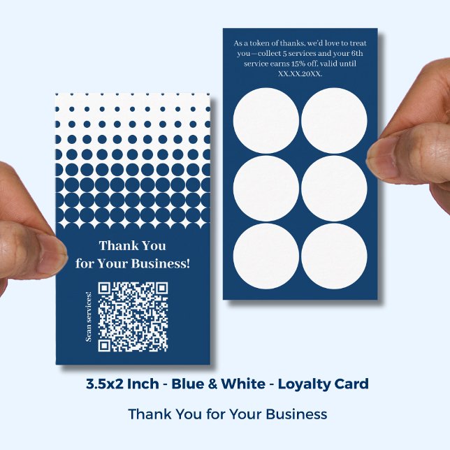  Thank You QR Code - Blue White Service Business Treuekarte (Thank You QR Code - Blue White Service Business Loyalty Card; Size: 3.5x2 Inch)