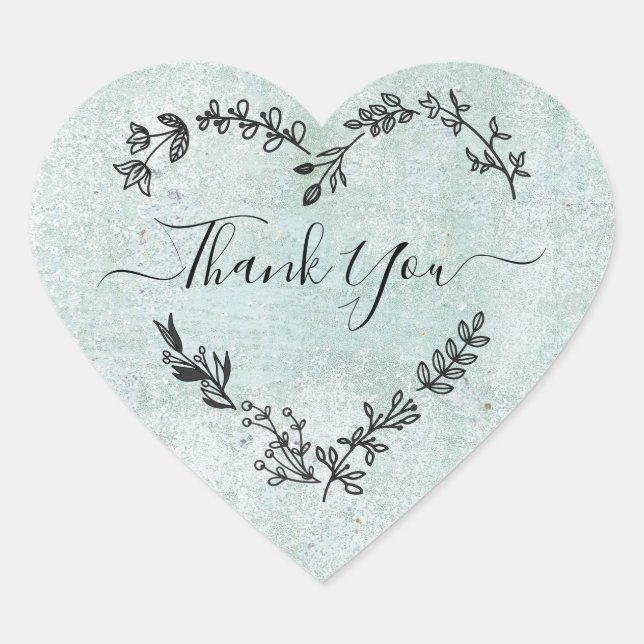 Thank You Quote on Green Grunge Background Herz-Aufkleber (Vorderseite)
