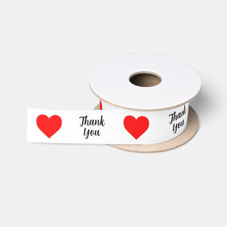 Thank You Red Heart Aesthetic Satinband