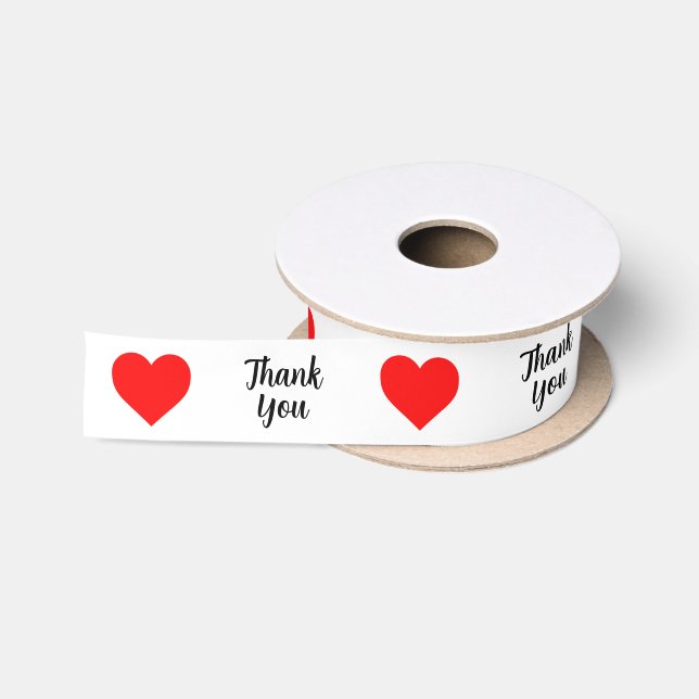 Thank You Red Heart Aesthetic Satinband (Spule)