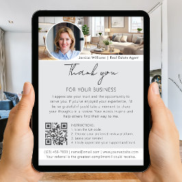Thank You Review Request with QR Code Photo Grey Karte