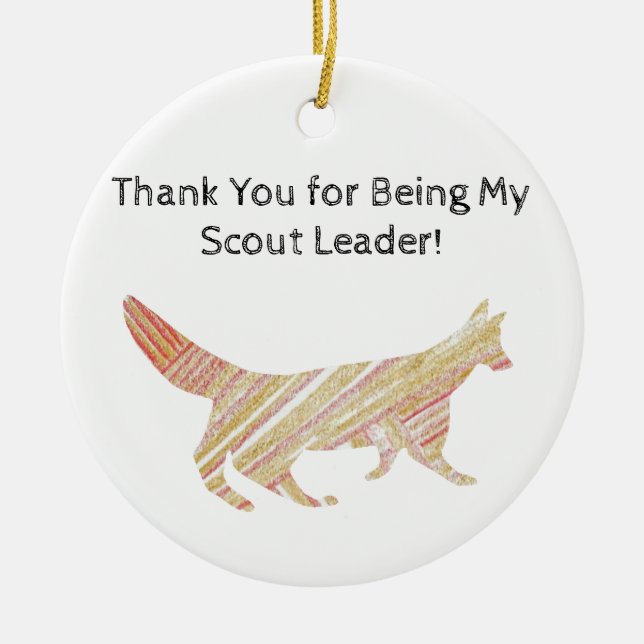 Thank You Scout Leader Pattern Silhouette Fox Keramik Ornament (Vorne)