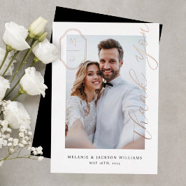 Thank You Script Custom Monogram Wedding Photo Folieneinladung