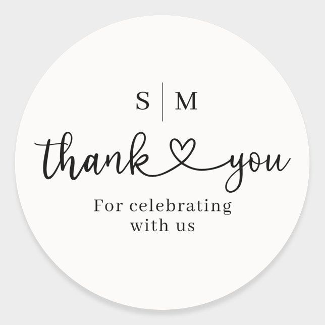 Thank You Script Heart Wedding Round Sticker (Von Creator hochgeladen)