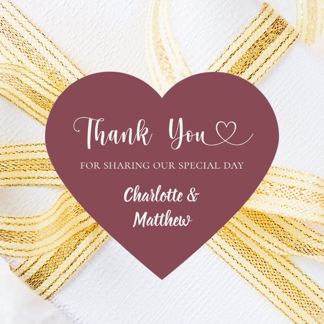 Thank you sharing our day burgundy ivory wedding Herz-Aufkleber (Von Creator hochgeladen)